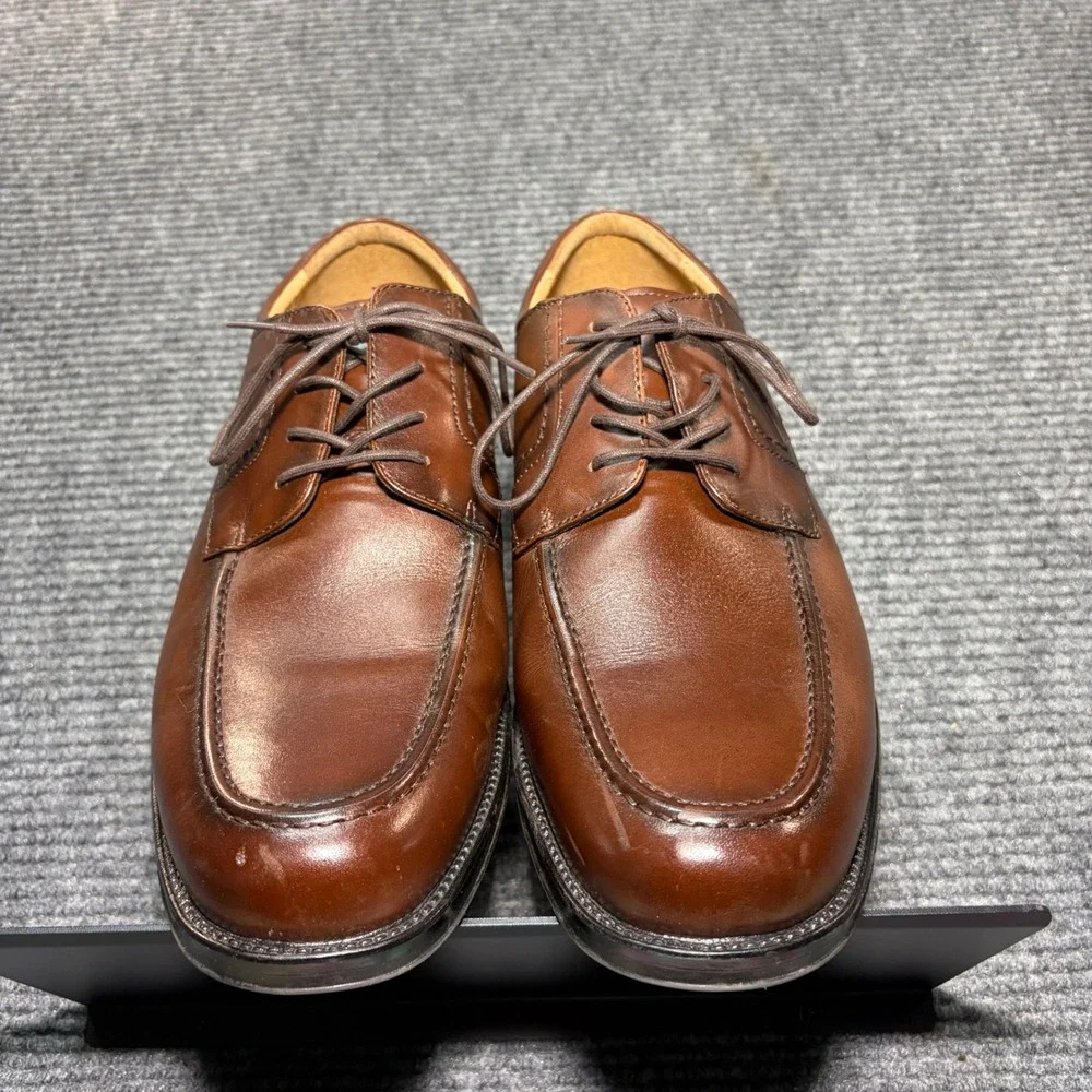 Chaps Mens Brown Leather Apron Toe Lace Up Dress Shoes 12W 96-26852